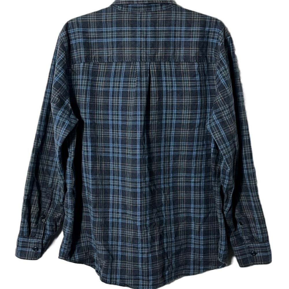 REI Men’s 100% Organic Cotton Blue Plaid Flannel Shirt Size L Streetwear Preppy - Picture 2 of 7